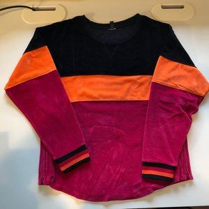 Trina Turk velour top size M black, orange, pink